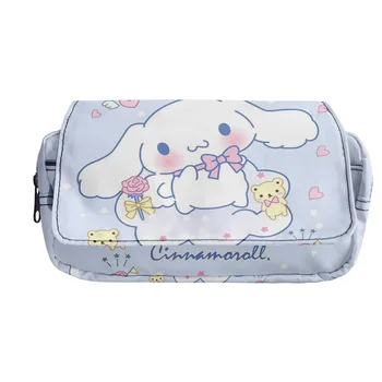 Новый Мультяшный пенал Cinnamoroll с большими ушами, Нефритовая собака, двухслойная сумка для карандашей Sanrio, Студенческая многофункциональная коробка для ручек Изображение