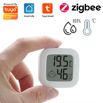 Датчик температуры и влажности Tuya ZigBee, гигрометр, термометр, детектор, приложение Smart Life, интеллектуальная связь Изображение