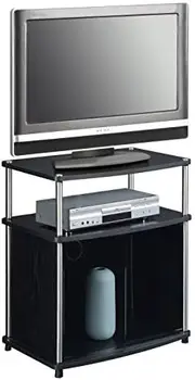 Подставка для телевизора с корпусом из черного стекла, Черная, 23,75 x 15,75 x 26,75 Изображение