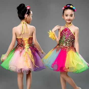 Детское балетное платье для девочек, детские балетные костюмы с блестками для девочек, Танцевальная пачка для девочек, Сценическая танцевальная одежда для девочек Изображение