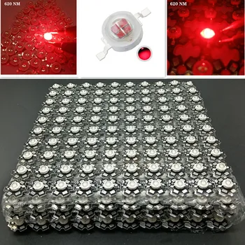 1000 1 Вт 3 Вт высокомощных светодиодных чиповых ламп SMD COB-диодных светодиодов с 20 мм звездообразными печатными платами красного цвета 620 нм Изображение