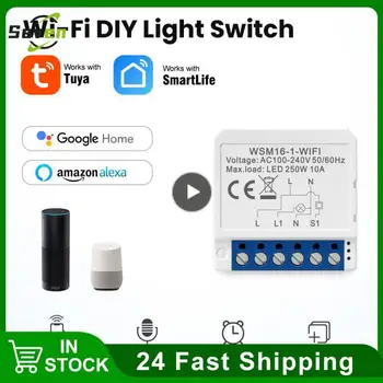Мини-модуль Tuya Smart Light Switch с двойным управлением, интеллектуальный автоматический выключатель, Поддержка Alexa Google Home, 2-полосный переключатель Wi-Fi Изображение