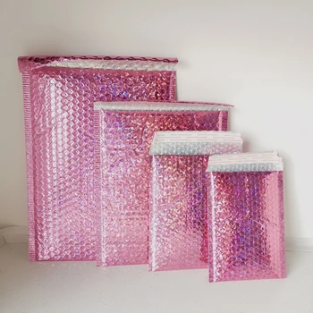 150шт 15x20 см Лазерная розовая алюминизированная пленка с Пузырьковой оболочкой На заказ Из Ударопрочной водонепроницаемой пены Изображение