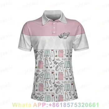 Женская рубашка поло для гольфа с коротким рукавом, топ, футбольная спортивная одежда, рубашка для бадминтона, одежда для гольфа на открытом воздухе, модная женская футболка Изображение