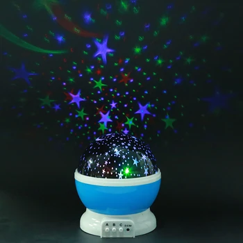 Вращающаяся звездная лунная лампа Звездные ночные огни Светодиодный проекционный звездный светильник для детской спальни Поддержка рождественского подарка по дропшиппингу Изображение
