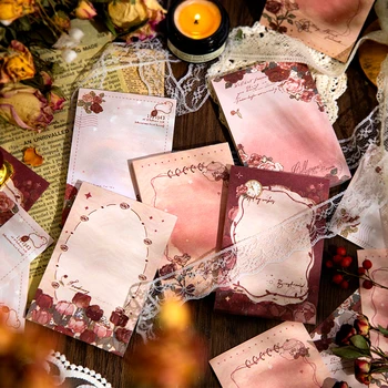 Yoofun 60 листов Ретро-Розовой художественной бумаги, блокнот для скрапбукинга, Поделки из декоративных материалов, Коллаж, Канцелярские принадлежности Изображение