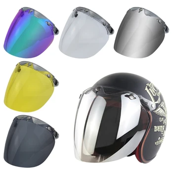 Мотоциклетные шлемы с козырьком, 3-Защелкивающийся Дизайн, Открытый шлем с козырьком, Подарок для любителей мотоциклов J60F Изображение