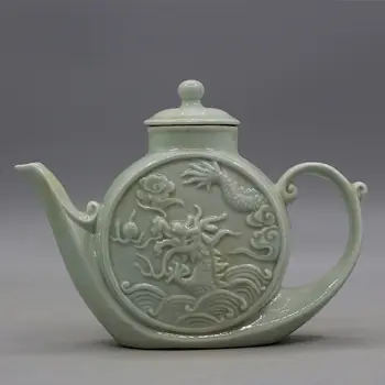 Двусторонний чайник Pan Dragon, Антикварный керамический чайный сервиз кунг-фу, Чайник для традиционной китайской чайной церемонии Изображение