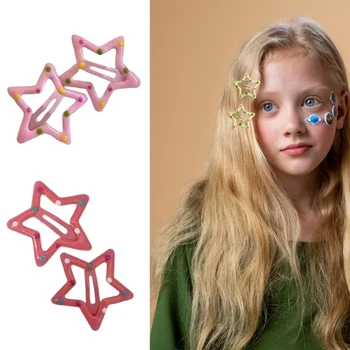 Многоцветная шпилька в форме Звезды в горошек, головной убор на день рождения для девочек, летняя весенняя шпилька, прямая поставка Изображение