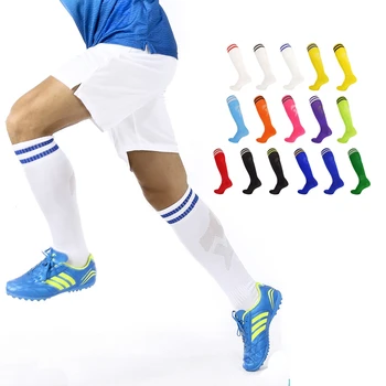 Летние тонкие футбольные носки, мужские спортивные носки с высоким коленом, длинные носки для мальчиков и детей Изображение