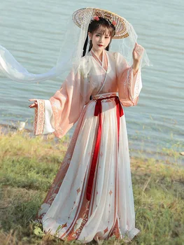 2022 Традиционное Женское платье Ханфу с Цветочным Рисунком, Древнекитайский костюм, Красивый танцевальный Халат Hanfu Originale, платье принцессы Династии Тан Изображение