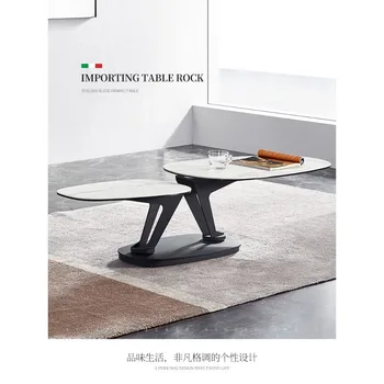 Журнальный столик особой формы Xiaohongshu рекомендован для гостиной в стиле телескопического закаленного стекла Изображение