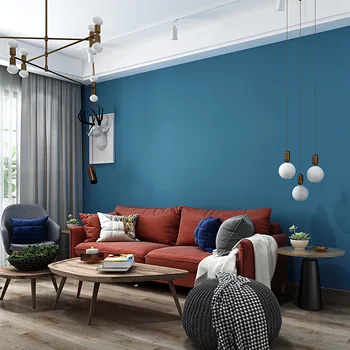 Темно-синие обои с твердым пигментом цвета индиго, современные простые обои в скандинавском стиле для спальни и гостиной Изображение