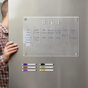 Акриловая доска для холодильника Акриловая доска для сухого стирания в холодильнике Магнитный магнит для холодильника Прозрачная доска для сухого стирания в холодильнике Календарь Изображение