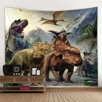 Древний динозавр, оригинальный динозавр, Полиэфирная печать, Тонкое шитье, Гобеленовый фон, декоративная ткань нескольких размеров Изображение