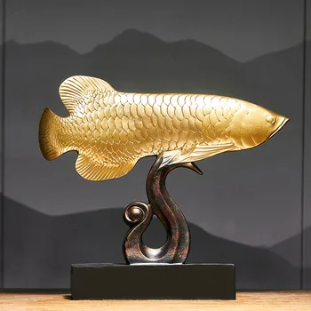 Новые Счастливые золотые украшения в виде рыб-драконов в китайском стиле, новогодние подарки для пожилых людей, украшения для гостиной, офиса, дома Изображение