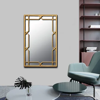 Зеркальное украшение для гостиной Фоновая стена Креативная Спальня Металлическое Скандинавское Декоративное Настенное Художественное Подвесное зеркало Изображение