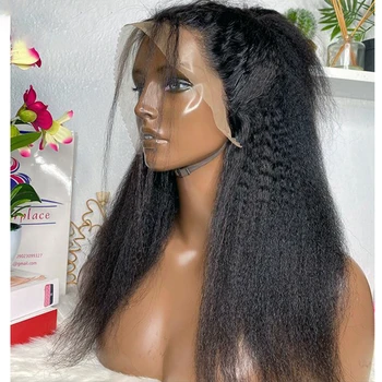 Средняя часть, кудрявые Прямые парики на кружеве, натуральные Синтетические, можно укладывать полные волосы из термостойкого волокна для черных женщин Изображение