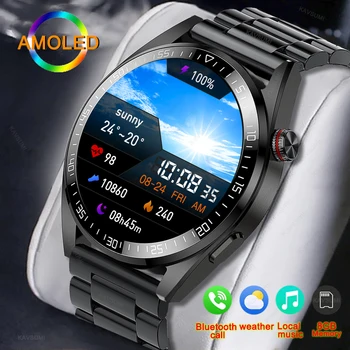 2023 Новые Часы с Bluetooth для Звонков, Мужские Смарт-часы 454*454 с HD экраном, всегда отображающие время, 8 ГБ локальной музыки, Умные Часы Android ios Изображение