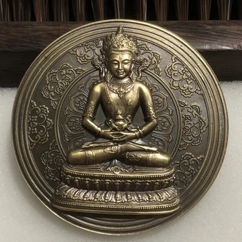 Китайская Бронзовая Статуя Будды Шакьямуни Бодхисаттвы, Памятный Медальон, Металлические Поделки, Украшение дома Изображение