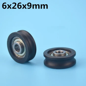 1 шт. 6x26x9 мм U-образное нейлоновое пластиковое колесо с подшипниками POM hard Bearing Изображение