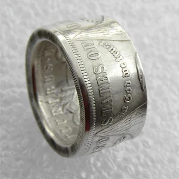 Кольцо ручной работы из 90% серебра с монетой в долларах США Морган Изображение