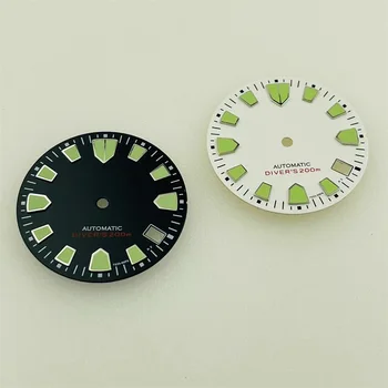 Циферблат NH35 28,5 мм C3 Зеленый Светящийся Циферблат часов SKX007 NH35 NH36 4R35 4R36 Механизм Автоматические Механические часы для Мужчин Запчасти Изображение