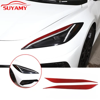 Наклейки Для Отделки Бровей Автомобильных Фар Из Мягкого Углеродного Волокна Для 2020-23 Corvette C8 Stingray Z51 Z06 Автомобильные Аксессуары Изображение