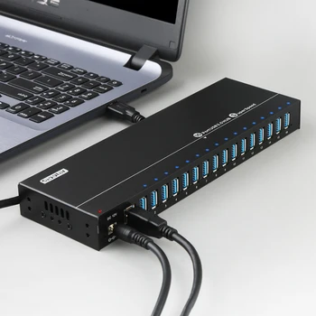 Sipolar универсальный мини промышленный OTG концентратор 120 Вт с питанием от 16 портов USB 3,0/3,1 концентраторы 1.5A каждый порт зарядный концентратор для жесткого диска SSD Изображение