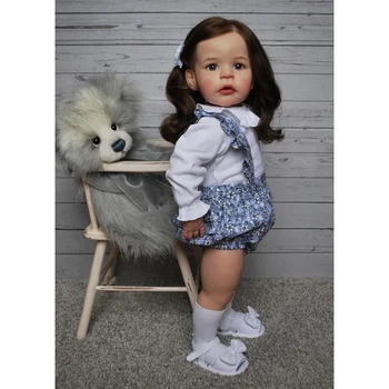 24-дюймовая Возрожденная Малышка Реалистичная Кукла Для Девочек, Уже Раскрашенная Готовая Сэнди, Популярная Реалистичная Мягкая На Ощупь 3D Художественная Кукла из кожи Изображение