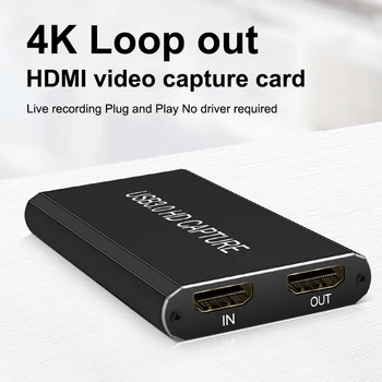 Карта видеозахвата 4K USB 3,0, совместимая с HDMI, 1080P 60 кадров в секунду, HD видео коллектор для захвата игровой карты PC live Изображение