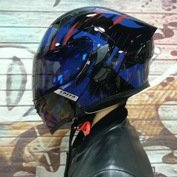 2 подарка Мотоциклетные шлемы для мотокросса, шлем в горошек, мотоциклетный шлем, мото-шлем для скутера, винтажный шлем с полным лицом, крушение мотоцикла Изображение