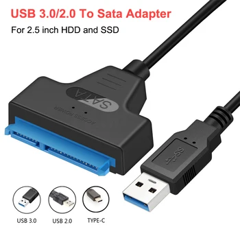 Кабель SATA-USB 3,0/2,0 Со скоростью до 6 Гбит/с для 2,5-дюймового внешнего жесткого диска SSD SSD SATA 3 22-Контактный адаптер USB 3,0-Sata III Шнур Изображение