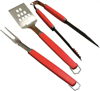 Набор инструментов для барбекю Perfect Chef из 3 частей с красной ручкой Изображение