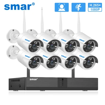 Smar H.265 2MP Беспроводная Система Видеонаблюдения 1080P NVR Комплект Наружного Ночного Видения P2P Wifi IP Камера Безопасности Комплект Видеонаблюдения Изображение