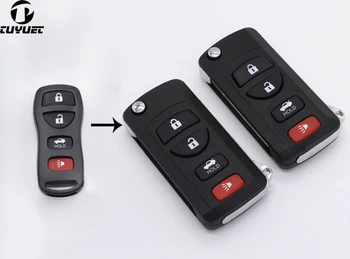Модифицированный Флип-складной чехол для дистанционного ключа Nissan Sylphy Tiida с 4 Кнопками, 3 + 1 Кнопки, Заготовки для автомобильных ключей Изображение