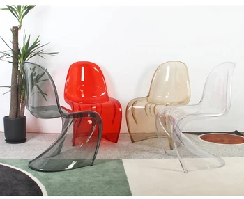 Прозрачный Акриловый стул S-типа, простая индивидуальность, Хрустальная мебель для столовой, Современный креативный дизайн, Стул для переговоров Изображение