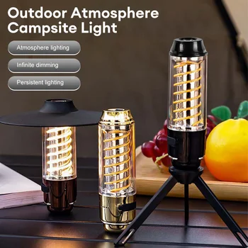 Фонарик с регулируемой Яркостью, USB Перезаряжаемый, 3 режима освещения, Кемпинговый фонарь, Водонепроницаемая Подвесная лампа для палатки, Наружный светодиодный фонарик Изображение