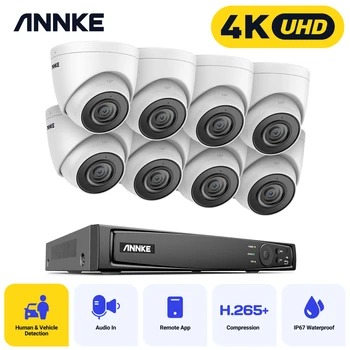 ANNKE 4K 16CH Ultra HD POE Система Видеонаблюдения NVR Рекордер С 8X8-Мегапиксельной камерой Безопасности Комплект Видеонаблюдения Аудиозапись IP-камеры Изображение
