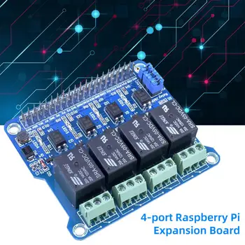 с индикаторной лампой Модуль релейной платы Компактный Многофункциональный Высококачественный 4-канальный жесткий модуль расширения Raspberry Pi Изображение
