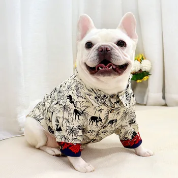 Модная рубашка с принтом французского бульдога, весенне-летний стиль, S-XXL, Французская одежда для собак Изображение