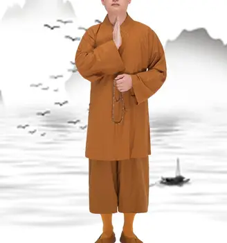 УНИСЕКС из хлопка и льна высшего качества, костюмы Архат/Лохан, одежда для мирской медитации, дзен-буддийские монахи шаолинь, униформа для боевых искусств Изображение