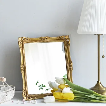 Скандинавские Винтажные роскошные Декоративные Зеркала, Золотой дизайн, Декоративные зеркала для спальни, Маленькие Украшения для дома Wanddeko WZ50DM Изображение