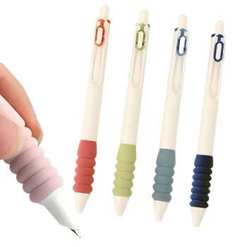 Перьевая ручка с губчатой оболочкой 4 цвета, 0,38 мм, Сменный чернильный мешочек, противоскользящая ручка для письма, Корейские школьные канцелярские принадлежности Изображение