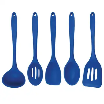 Набор силиконовых кухонных принадлежностей из 5 предметов (синий) Изображение