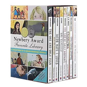 8 Книг Награда Ньюбери Любимая библиотека Английское чтение Книг по истории роста Для детей Изучение английского языка Книги для чтения Изображение