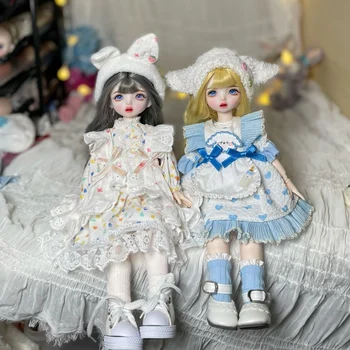 Кукла BJD 1/6 Полный комплект с модной одеждой и мягким париком 30 см, разноцветные глаза, милый макияж, шарнирная кукла для девочек, подарочные игрушки Изображение