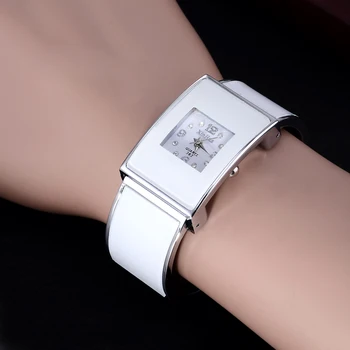 2021 Синьхуа Модные Белые Черные Часы Женский браслет из нержавеющей стали, Роскошные Прямоугольные Кварцевые часы Relogios Feminino Изображение