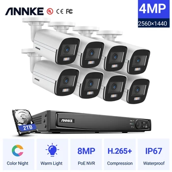 ANNKE NCK800 16CH 8MP Ultra HD PoE Сетевая система видеонаблюдения H.265 NVR для видеонаблюдения HD IP67 Полноцветные POE камеры NVR Комплект Изображение
