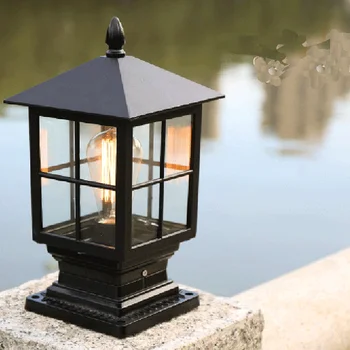 Освещение и дорожка, внешняя прозрачная наружная стеклянная отделка для фонаря, черный светильник на столбе, абажур для столбов Mengjay с дорожкой для столбов Изображение